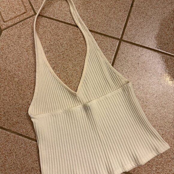 Zara White V-Neck Halter Top - Picture 2 of 3
